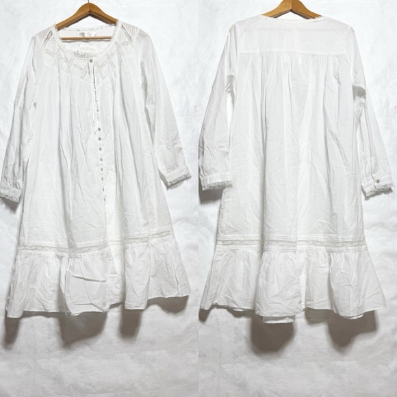 Eileen West White Lace Trim Nightgown - Picture 1 of 5